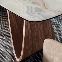 Tavolo Fisso da Soggiorno con Base in Legno Made in Italy - Equatore