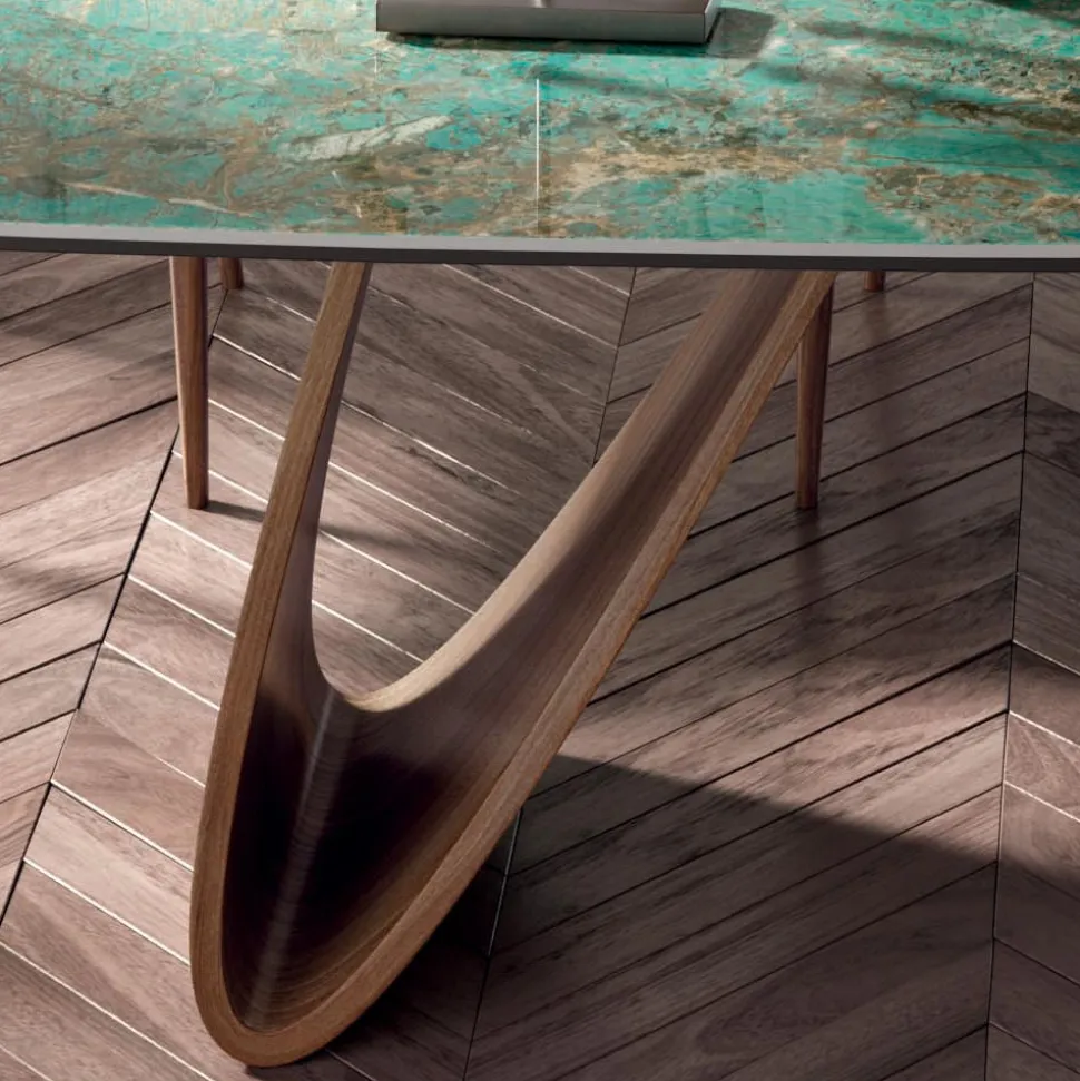 Tavolo Fisso da Soggiorno con Base in Legno Made in Italy - Equatore