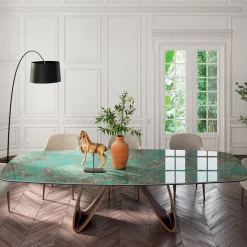 Tavolo Fisso da Soggiorno con Base in Legno Made in Italy - Equatore