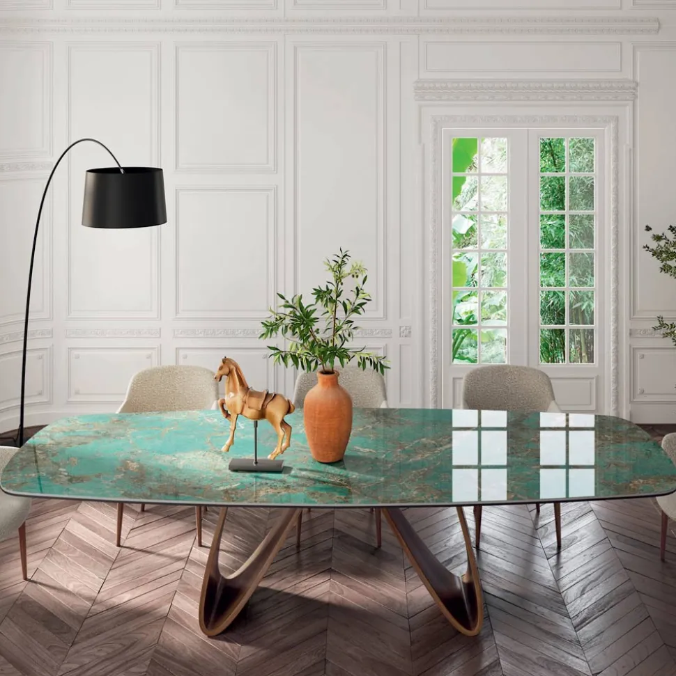 Tavolo Fisso da Soggiorno con Base in Legno Made in Italy - Equatore