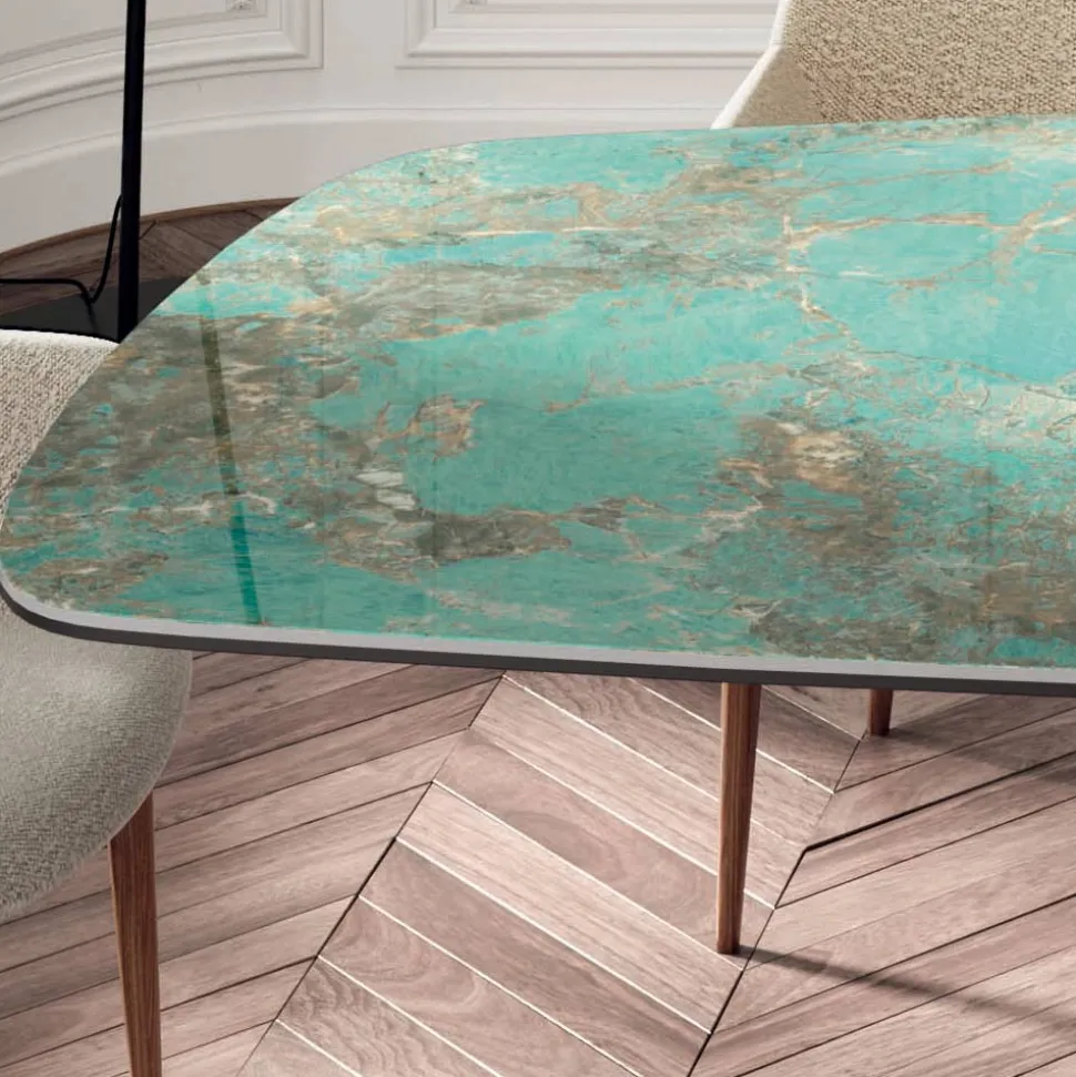 Tavolo Fisso da Soggiorno con Base in Legno Made in Italy - Equatore