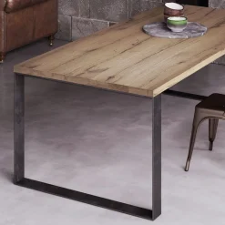 Tavolo Fisso Impiallacciato Rovere Spaccato Naturale Made in Italy - Telmerini