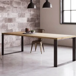 Tavolo Fisso Impiallacciato Rovere Spaccato Naturale Made in Italy - Telmerini