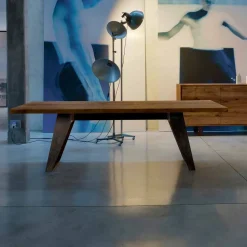 Tavolo fisso in legno massello ontano naturale design moderno, Antonio