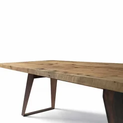 Tavolo fisso in legno massello ontano naturale design moderno, Antonio