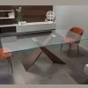 Tavolo Fisso in Metallo e Piano in Vetro Temperato Trasparente - Talvoro