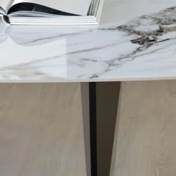Tavolo Fisso in Metallo e Piano in Ceramica Arabesque Lucido - Eronte