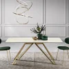 Tavolo Fisso in Vetroceramica Calacatta Oro e in Metallo Made in Italy - Meluso