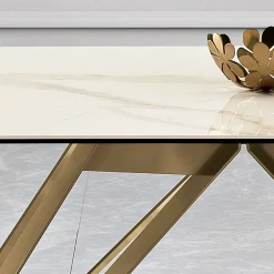 Tavolo Fisso in Vetroceramica Calacatta Oro e in Metallo Made in Italy - Meluso