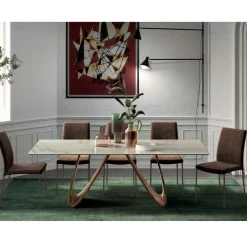 Tavolo Fisso Rettangolare con Base in Legno Made in Italy - Equatore
