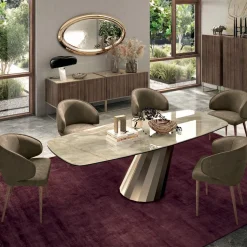 Tavolo Fisso Rettangolare in Acciaio e Ceramica Made in Italy - Pantaloni