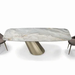 Tavolo Fisso Rettangolare in Acciaio e Ceramica Made in Italy - Pantaloni