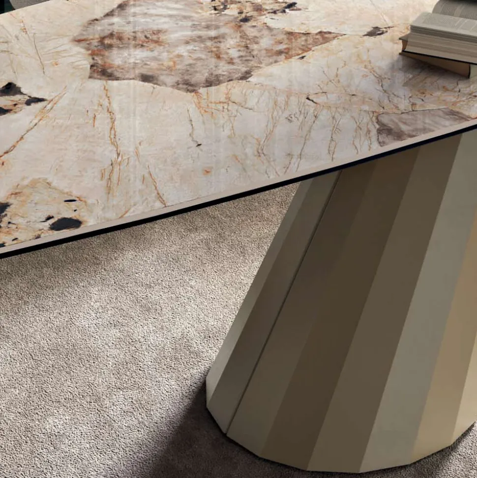Tavolo Fisso Rettangolare in Acciaio e Ceramica Made in Italy - Pantaloni