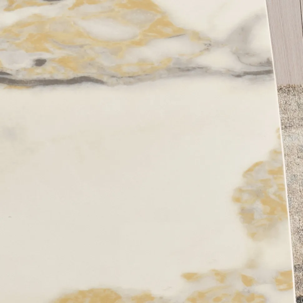 Tavolo Fisso 210x110 cm con Piano in Ceramica Effetto Marmo - Tano