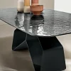Tavolo Fisso 210x110 cm con Piano in Vetro Martellato e Base in Metallo - Adriano
