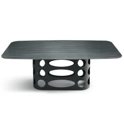 Tavolo Fisso 210x110 cm con Piano in Vetro Rigato Made in Italy - Tano
