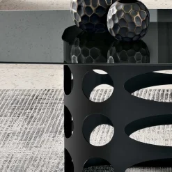 Tavolo Fisso 210x110 cm con Piano in Vetro Liscio Fumè Made in Italy - Tano