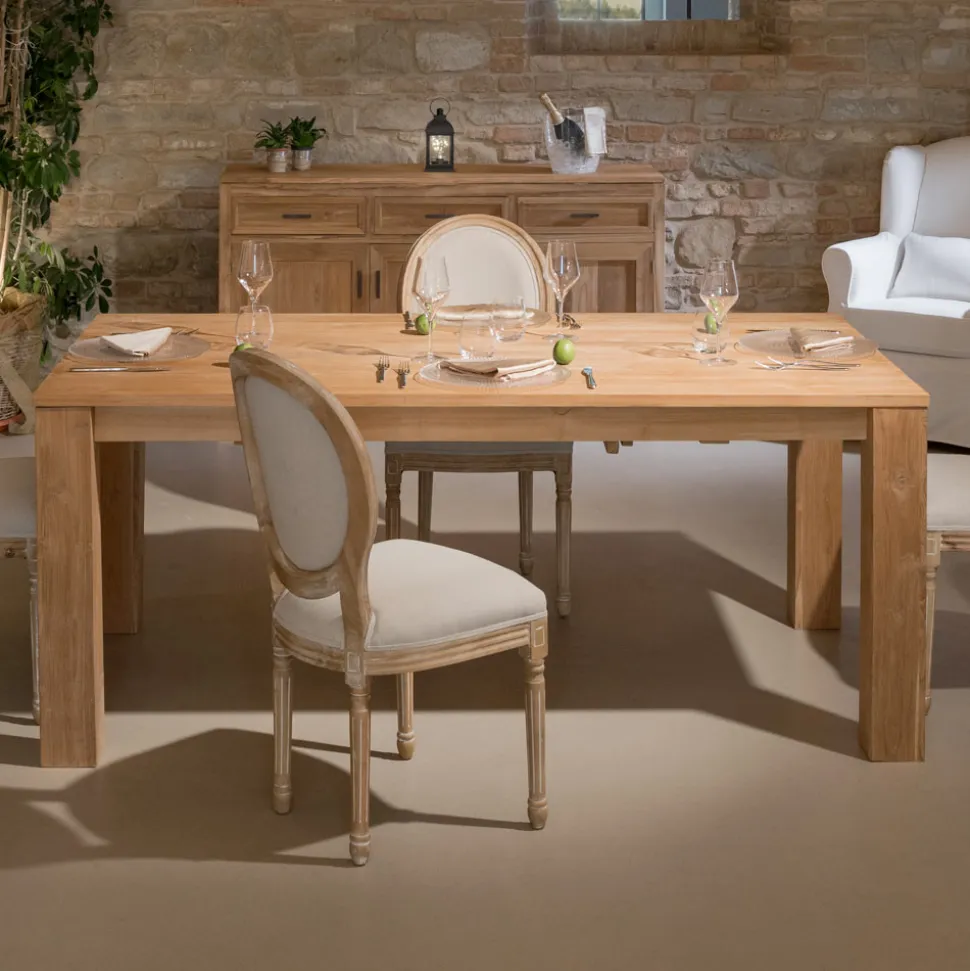 Tavolo Fisso 190x100 cm da Soggiorno Realizzato in Legno Teak Massello - Fiamminga