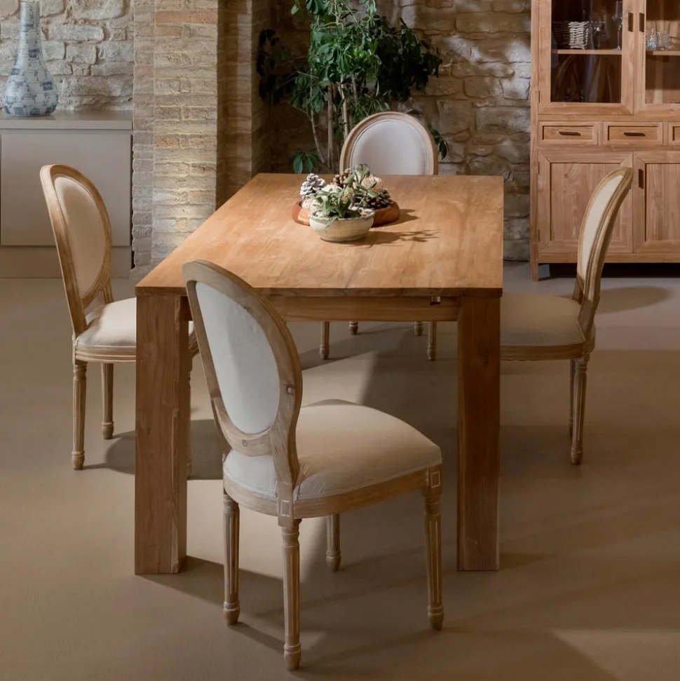 Tavolo Fisso 190x100 cm da Soggiorno Realizzato in Legno Teak Massello - Fiamminga