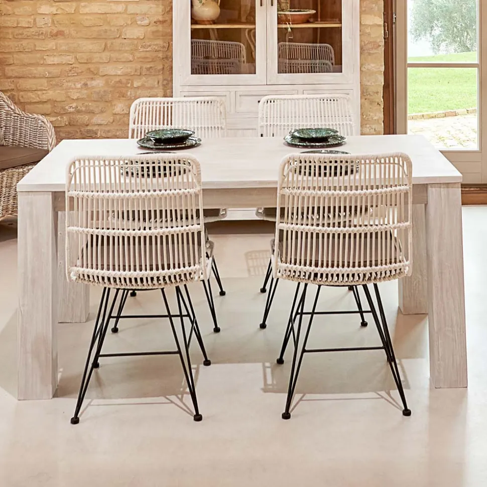 Tavolo Fisso 190x100 cm da Soggiorno Realizzato in Legno Teak Massello - Fiamminga