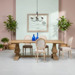 Tavolo Fisso 240x100 cm in Legno di Pino Naturale Invecchiato - Africo