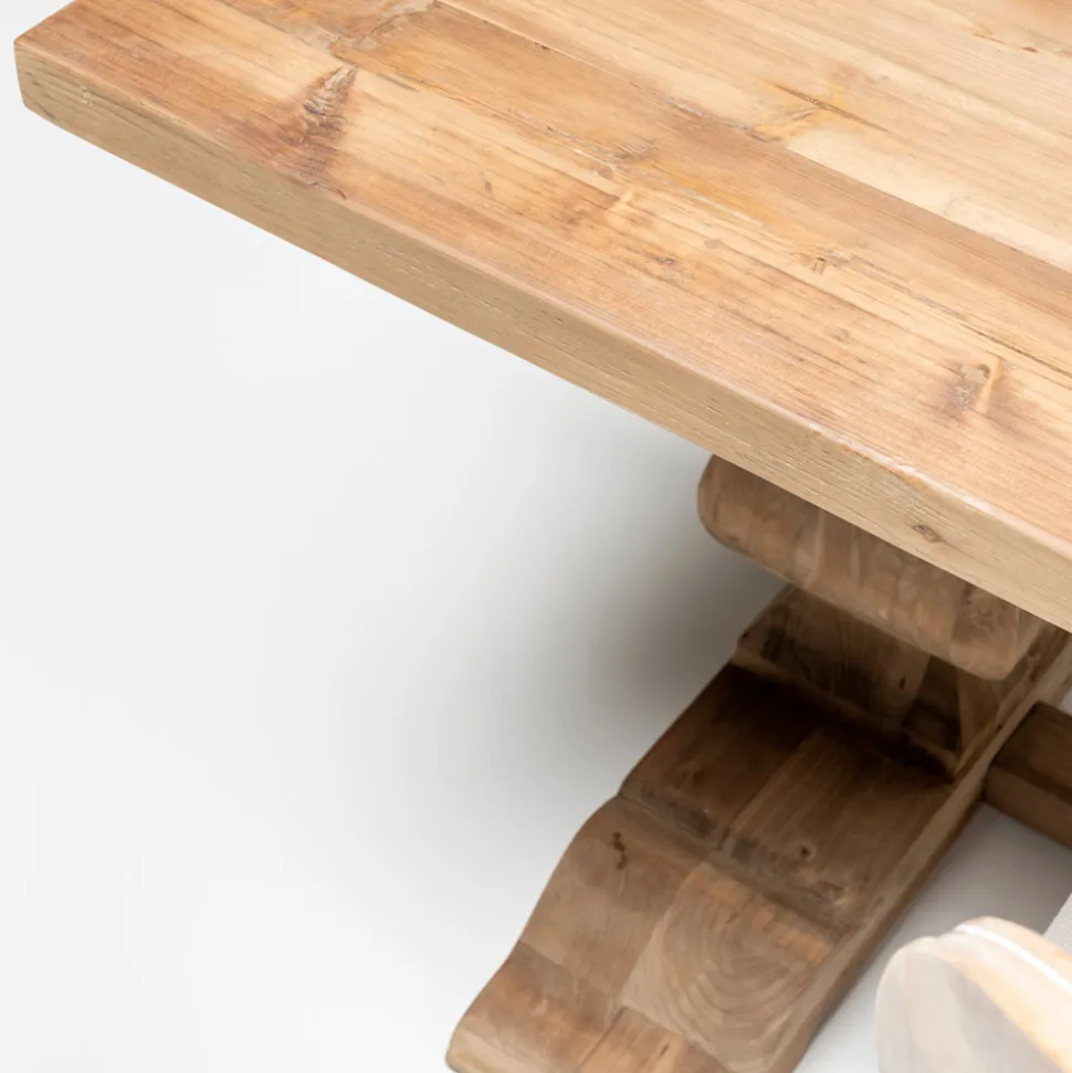 Tavolo Fisso 240x100 cm in Legno di Pino Naturale Invecchiato - Africo