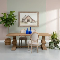 Tavolo Fisso 240x100 cm in Legno di Pino Naturale Invecchiato - Africo