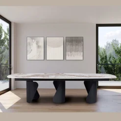 Tavolo Fisso 300x120 cm in Metallo e Piano in Pietra Sinterizzata - Valmira
