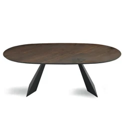 Tavolo Fisso 210x109 cm in Metallo e Rovere Impiallacciato Ovale - Marcello