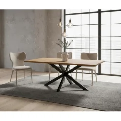 Tavolo Fisso 180x90 cm in Rovere e Base in Ferro - Legame