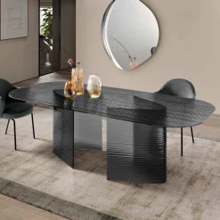 Tavolo Fisso 240x120 cm in Vetro Rigato Trasparente Made in Italy - Varo