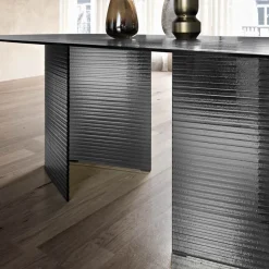 Tavolo Fisso 240x120 cm in Vetro Rigato Trasparente Made in Italy - Varo