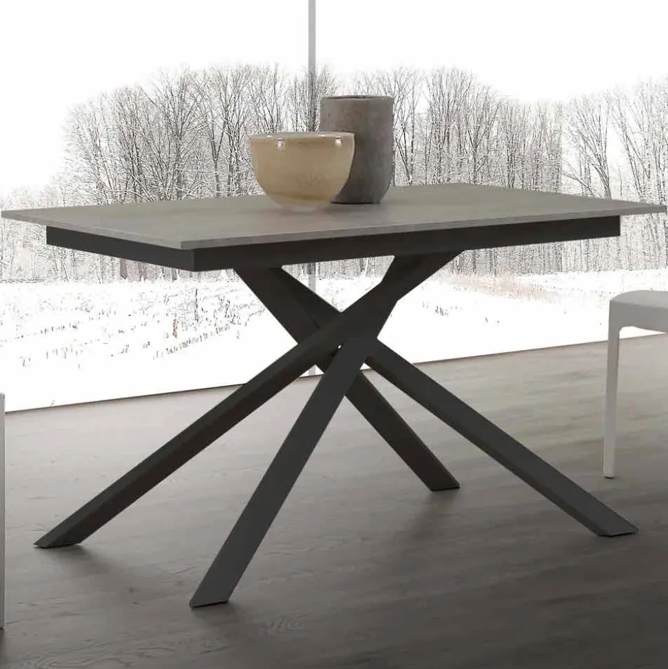 Tavolo in legno allungabile fino a 190 cm con base incrociata Lecce