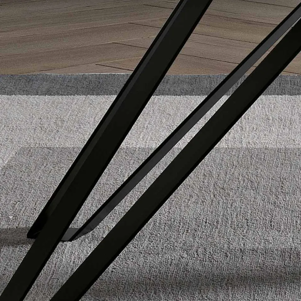 Tavolo in Legno Impiallacciato Frassino Carbone e Metallo Made in Italy - Meluso