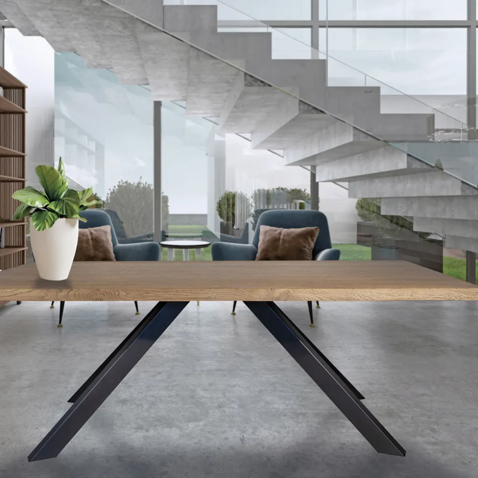 Tavolo in Placcato di Rovere Massellato e Metallo Made in Italy - Seoul