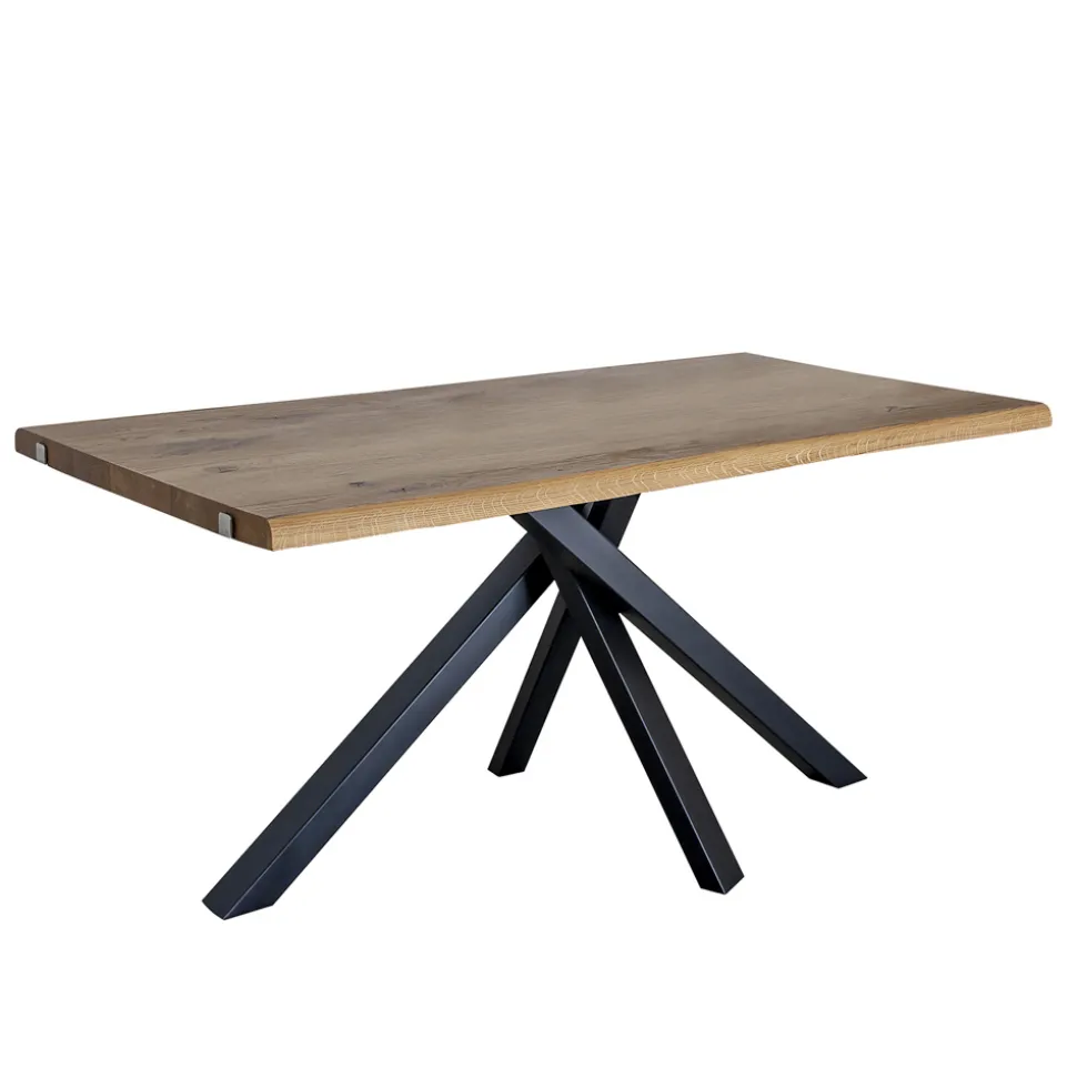 Tavolo in Rovere Nodato con Base in Metallo Made in Italy - Sebastiano