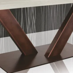 Tavolo in Rovere Placcato Bordo Foglia Squadrato e Metallo Made in Italy - Riad