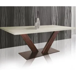Tavolo in Rovere Placcato Bordo Foglia Squadrato e Metallo Made in Italy - Riad