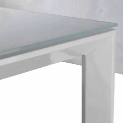 Tavolo in vetro temperato allungabile con mono allunga a libro Phoenix