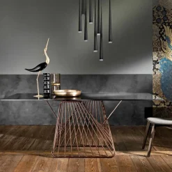 Tavolo in vetro temperato di design moderno fatto in Italia, Mitia