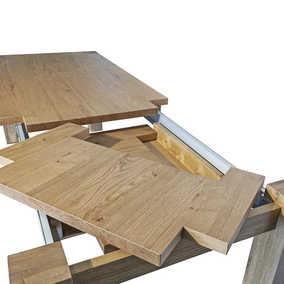 Tavolo Living Allungabile in Placcato di Rovere Nodato Made in Italy – Durin