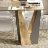 Tavolo Living in Cristallo con Base Legno e Metallo Made in Italy – Dementor