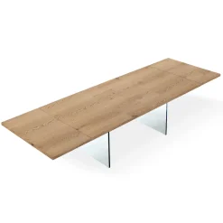 Tavolo Moderno Allungabile a 300 cm in Laminato e Vetro Made in Italy – Strappo
