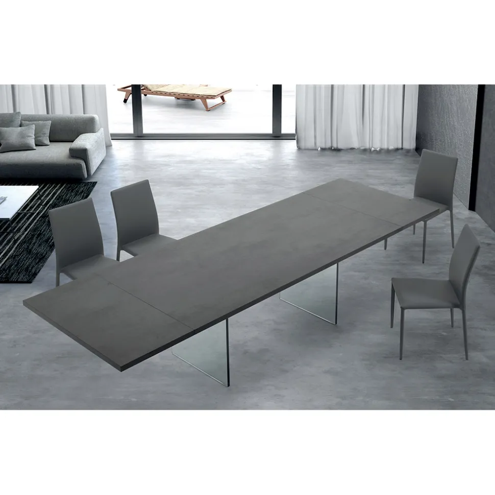 Tavolo Moderno Allungabile a 300 cm in Laminato e Vetro Made in Italy – Strappo