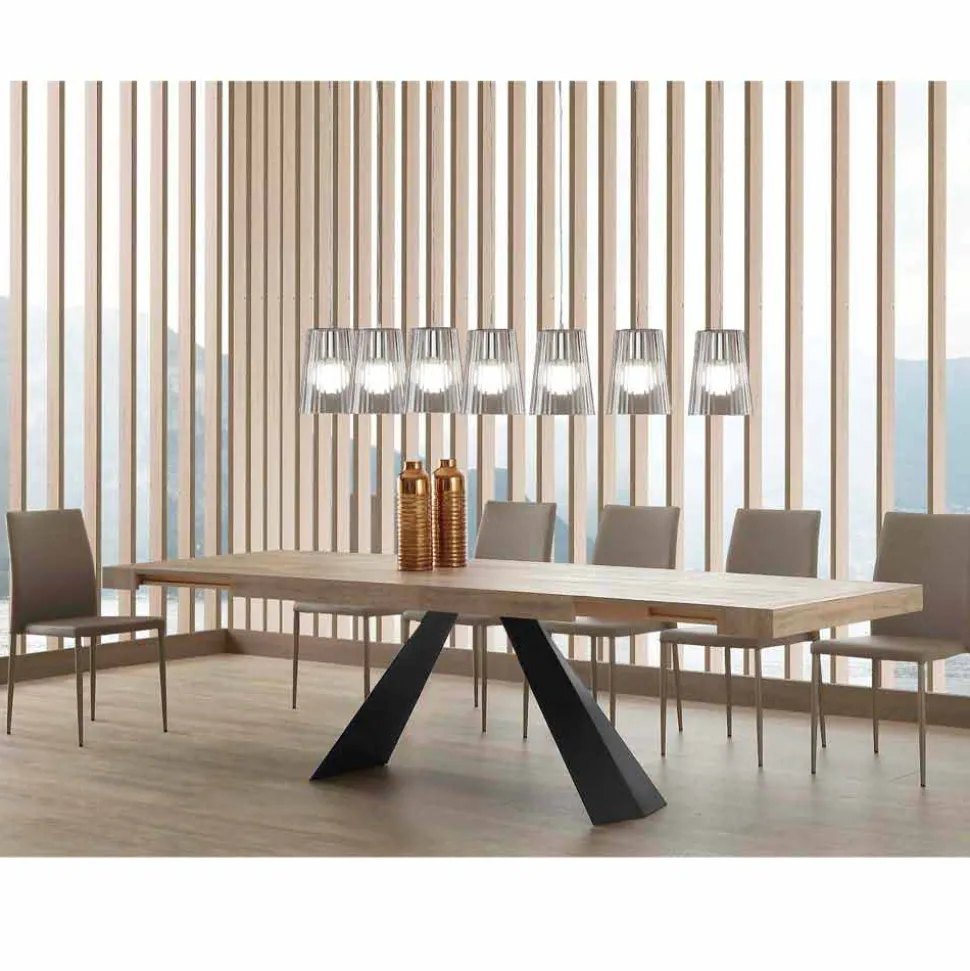 Tavolo Moderno Allungabile Fino a 260/280 cm in Legno e Metallo - Teramo