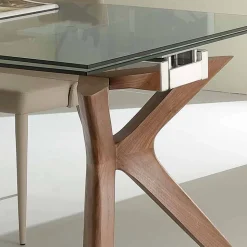 Tavolo moderno allungabile in acciaio inox e vetro temperato Kentucky