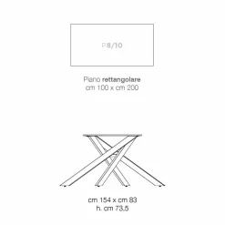 Tavolo moderno in vetroceramica e metallo made in Italy, Dionigi