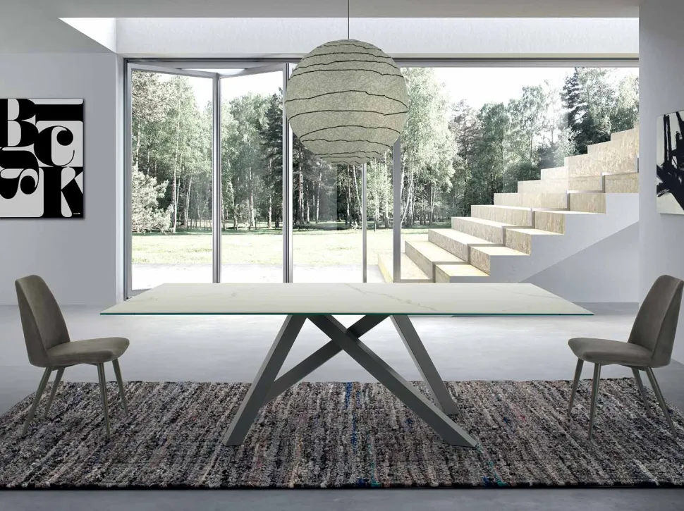 Tavolo Moderno Rettangolare in Ceramica e Acciaio Made in Italy – Settimmio