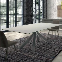 Tavolo Moderno Rettangolare in Ceramica e Acciaio Made in Italy – Settimmio