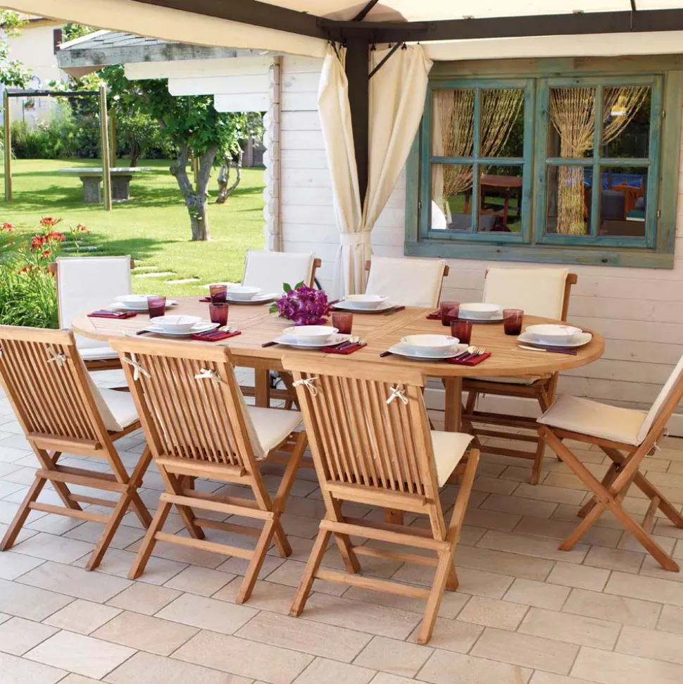 Tavolo Ovale Allungabile a 240 cm da Esterno Realizzato in Teak - Edera